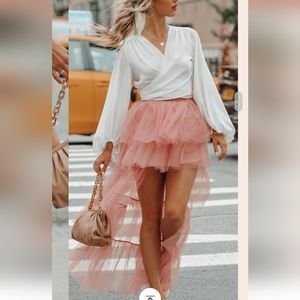 Pink Tulle High Low Skirt